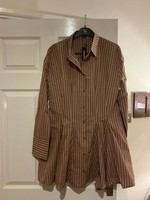 Striped Cinch Waist Skater Dress Size 16 New