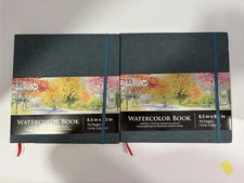 8.5" x 8.5" Art Watercolor Book, 2 Pack, 76 Sheets, 110lb, Linen-Bound Hardcover