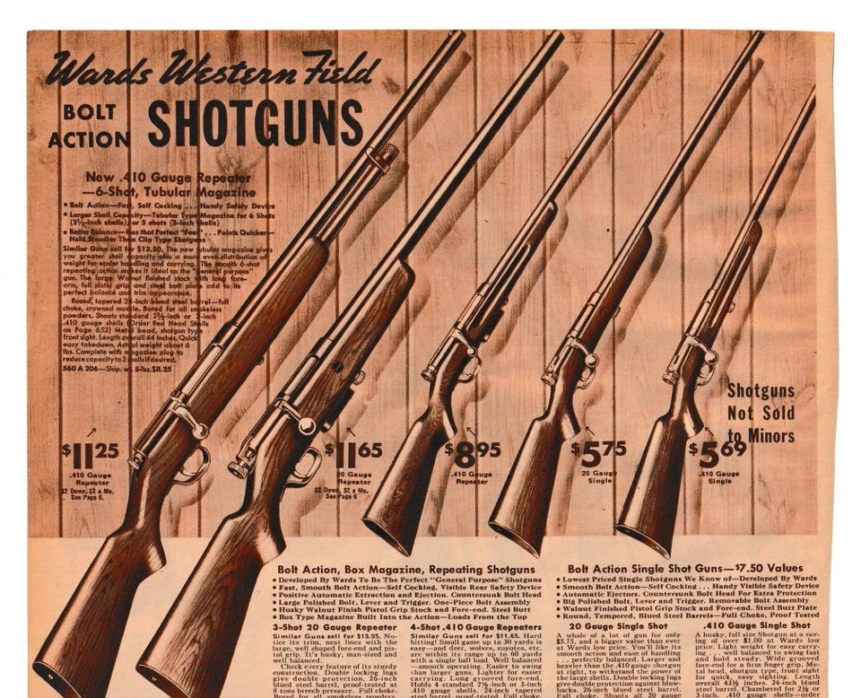 WARDS SINGLE BARREL BOLT ACTION Escopetas Botas Winchester 1938 CATÁLOGO BARRIOS Anuncios Foto 2 de 4