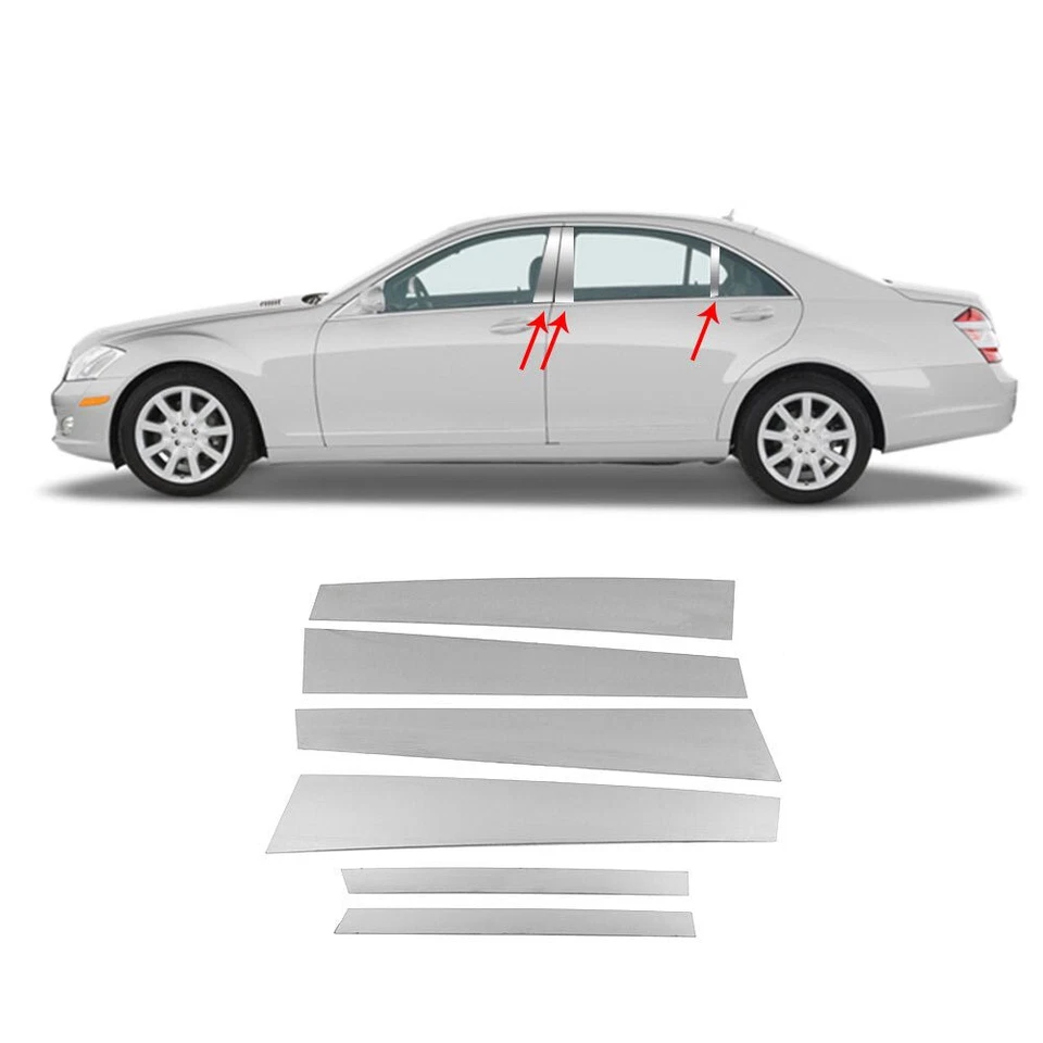 Cubierta de postes de pilar plateada apta para Mercedes-Benz W221 S 500/550 4MATIC 2011-2013 Foto 2 de 4