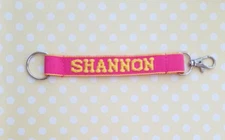 Keychain Small Double Sided Embroidered Shannon 7 in Clip Key Ring
