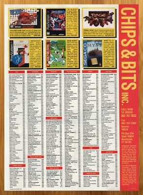 1996 Chips & Bits Inc Video Games Print Ad/Poster Primal Rage Myst Sega CD PS1