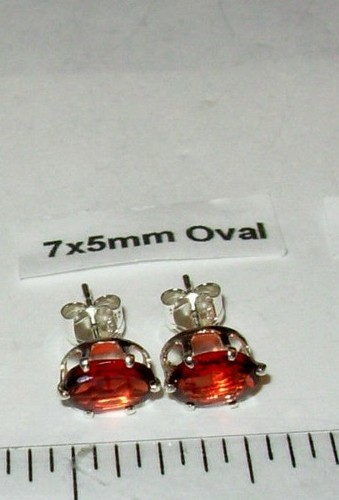 ORECCHINI GRANATO 100% NATURALE ROSSO FUOCO ESTRATTI 7x5MM GEMME! ORECCHINI MADE IN USA - Foto 3 di 4
