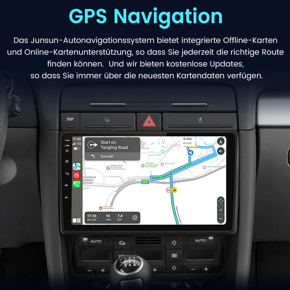 9" Android 14 Autoradio Für AUDI A4 2000-2009 GPS Navi SWC BT WIFI Carplay DAB+ - Bild 4 von 4