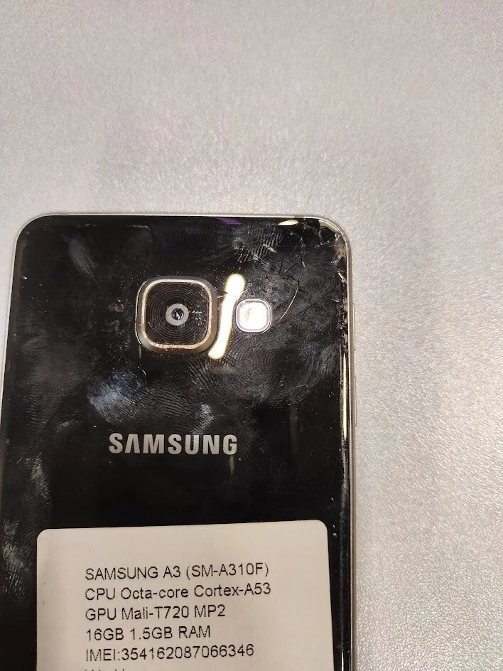 Samsung Galaxy A3 SM-A310F Colori Nero Testato Funzionante Con Graffi - Immagine 4 di 4