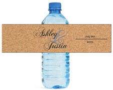 100 Corkboard wedding Anniversary Engagement Party Water Bottle Labels 8"x2"