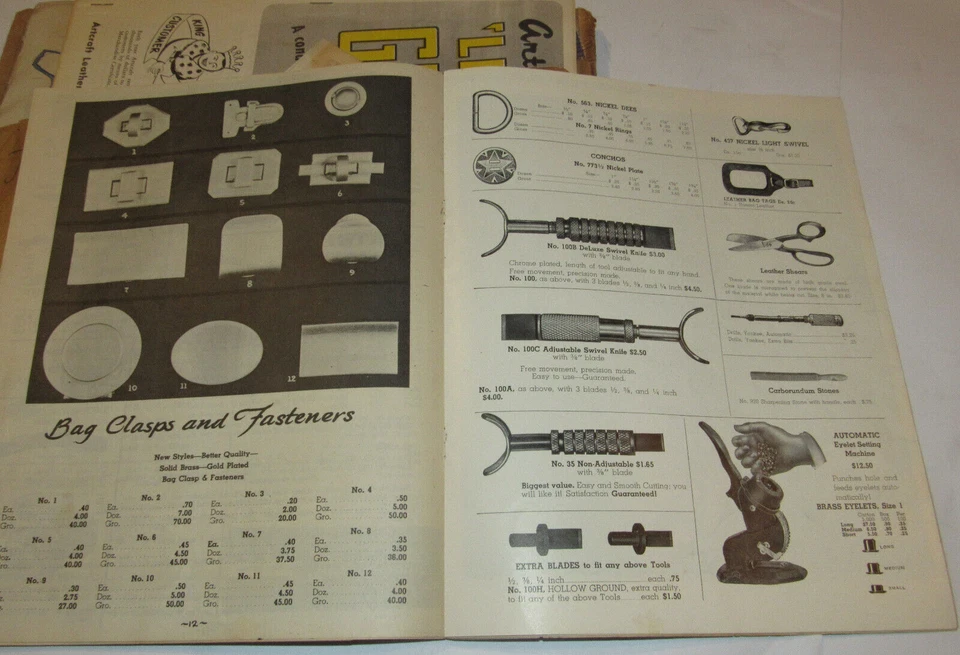 7 VINTAGE 1940s-50 LEATHER CRAFTS CATALOGS! KITS/TOOLS/PATTERNS/BELTS/WALLETS+++ - Image 4 of 4