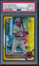 PSA 10 ELLY DE LA CRUZ 1st 2022 Bowman Chrome YELLOW REFRACTOR/75 RC GEM MINT