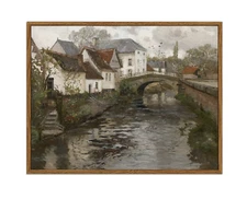 Drsoum Canvas Wall Art Vintage Framed Classical Painting 11x14in French Town Bri