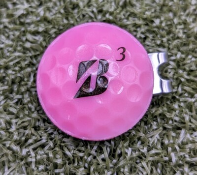 Bridgestone Real Golf Ball Marker With Magnetic Hat Clip - Pink