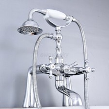 Bathroom Polished Chrome Deck Mount Bathtub Clawfoot Tub Faucet w/ Hand Shower