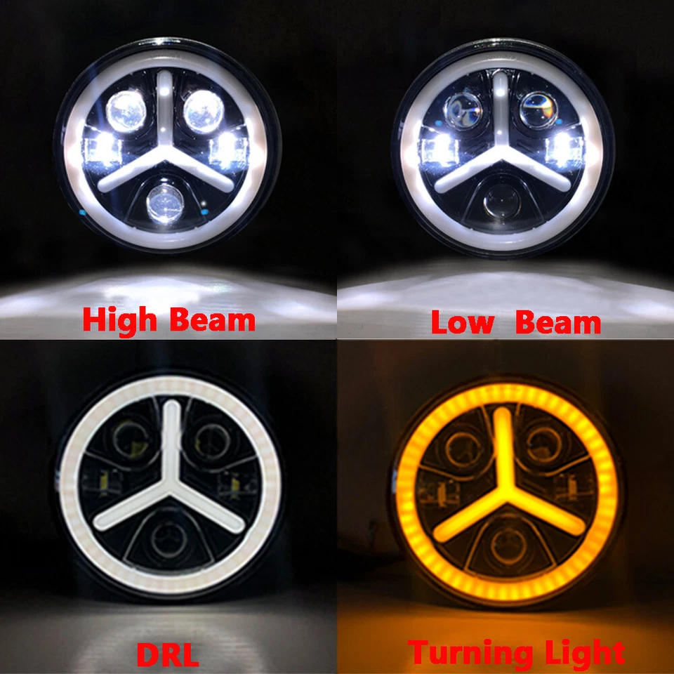 Пара 7-дюймовых круглых светодиодных фар Hi-Lo для Jeep Wrangler JK AM General Hummer92-01 - Изображение 3 из 4