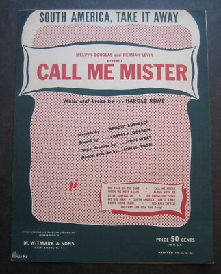 South America, Take It Away from ''Call Me Mister'' sheet music
