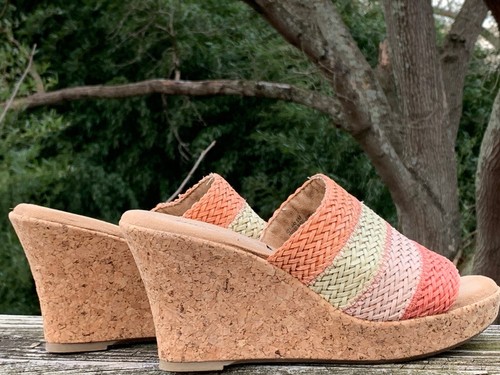 BASS G H & CO Rainbow Macrame Platforms High Heels Wedges Women Shoes Sz 8 👣b14 - Picture 4 of 10