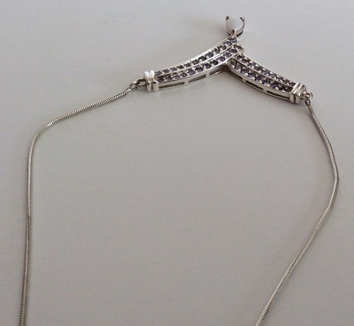 Stunning!!! White Opal & Iolite? Purple Sapphire? Sterling Silver 925 Necklace - Picture 12 of 12