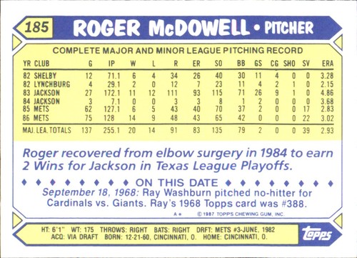 1987 Topps TIFFANY MLB Singles Choisissez vos joueurs d'équipe GLOSSY préférés #2 - #266 - Photo 366 sur 520