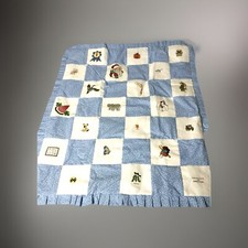 BABY QUILT Hand EMBROIDERED CROSS STITCHED SANTA Bunny PUMPKIN Puppy ELEPHANT XC