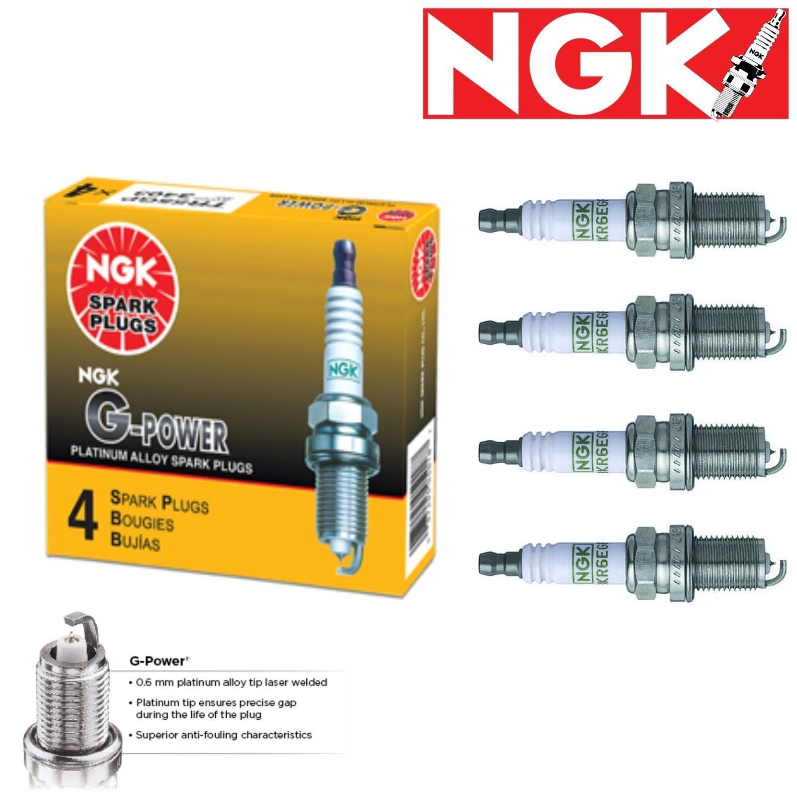 For Mitsubishi Lancer 2.0L 2009-2010 4 pcs NGK Laser Iridium Spark Plugs