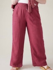 NWT ATHLETA Women  s RETREAT LINEN WIDE LEG Pants HIGH RISE PLUS SIZE sz 14