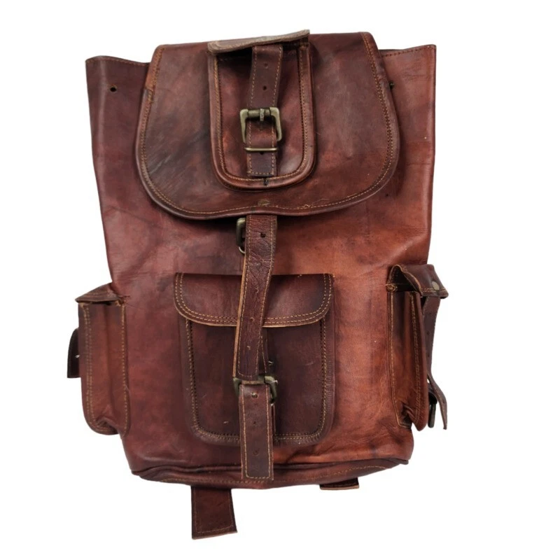 Leather Genuine Backpack Bag Men S Vintage Laptop Rucksack Satchel Travel 22"