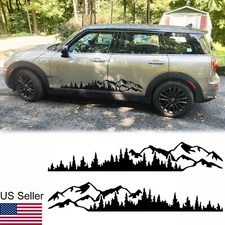 Universal 75'' Black Side Body Door Mountain Tree Forest Graphic Stickers Vinyl
