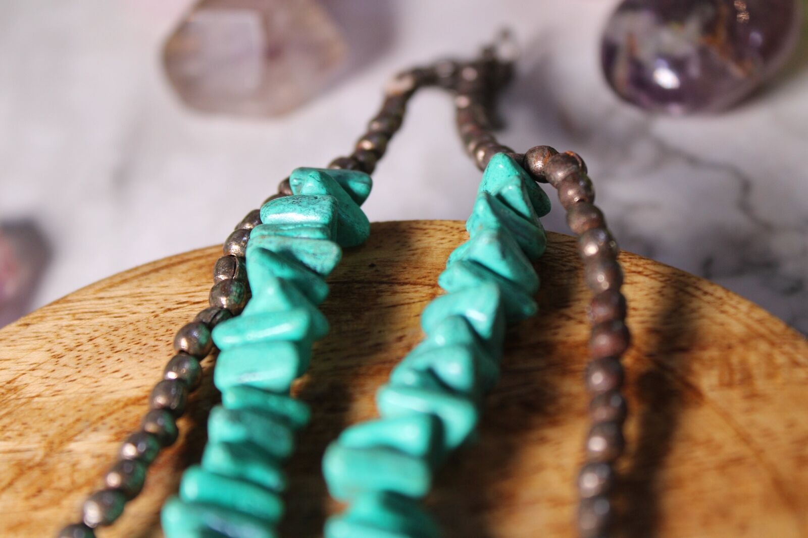 Vintage Faux Turquoise Beaded Women Necklace Native American Jewelry