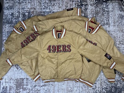 NFL Team Apparel San Francisco 49ers Gold Satin Jacket Men s LARGE