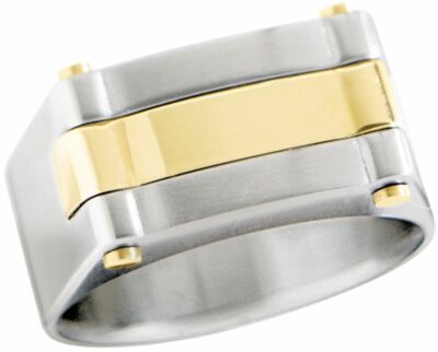 Dolan Bullock Riviera Stainless Stl  18k gold  ring nrg010600d msrp $325