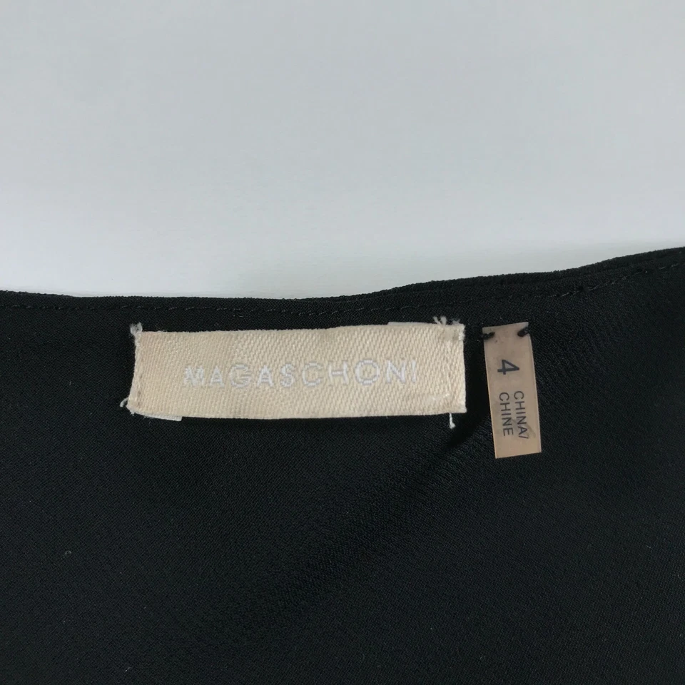 Magaschoni Shirt Womens 4 Black Tank Top Sleeveless Knot Front Silk V Neck - Image 3 of 4