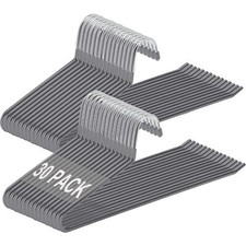 Pants Hanger 30 Pack Space Saving Open-Ended Metal Pants Hanger Non Slip Trou...