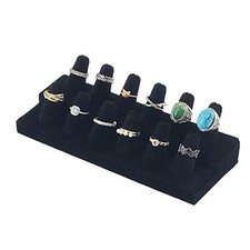 12 Fingers Ring Display Stands, Black Velvet 2 Step Ring Organizer, Showcase ...