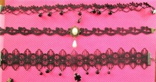 Victorian lace black chokers 3 PIECES