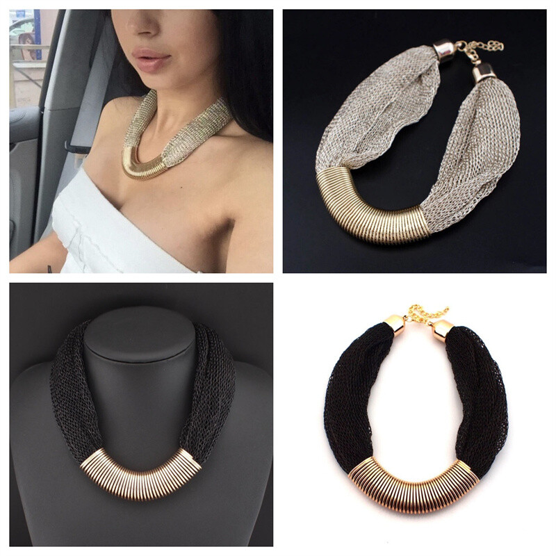 Wholesale Women's Fashion Jewelry Gold Chunky Collar Statement Necklace