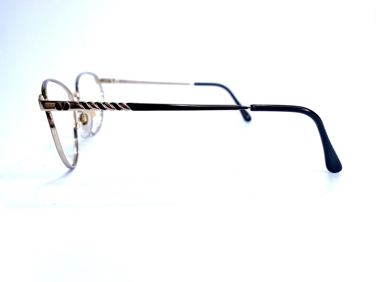 VALENTINO＞＞ロイヤル75メタリックレザーミュール New Valentino Black Gold Cat Eye Metal Frame Eyeglasses
