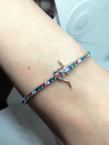 Tennis Bracelet Multicolour MM 2 Silver 4 Griffe CM 16 18 20 Exploit - Picture 6 of 7