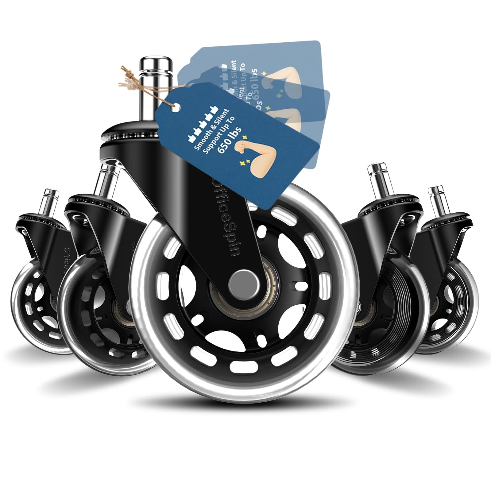 Office Chair Wheels Replacement Set of 5 Roller Blade Style Casters for Smooth Rolling-image