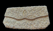 Vintage LaRegale Bag Vintage 50s Cream Beaded Sequence Evening Purse