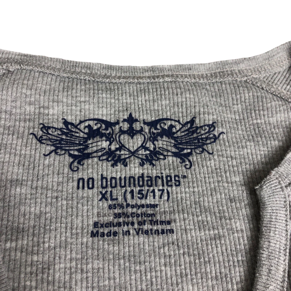 复古 Y2K 无边界上衣青少年 XL 灰色心形亨利保暖贝拉埃琳娜 — 第 4/4 张图片