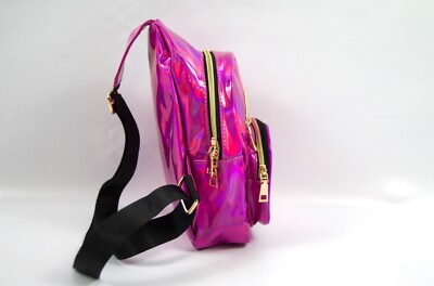 Cross body sling bag, tween, holographic, unisex, Dark pink  display picture 1