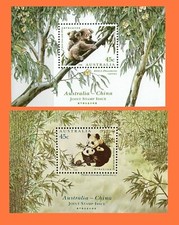 Koala & Panda Australia China 1995 edición conjunta dos mini hojas MNH