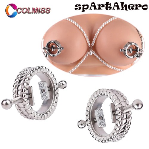 1 Pair Breast Clamps With Metal Chain Beads Roleplay Breast Stimulate Milk Clips - Picture 2 of 27