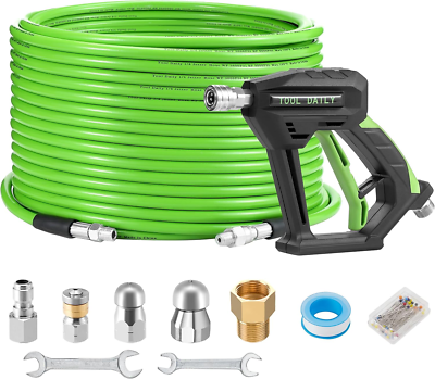 #ad Sewer Jetter Kit for Pressure Washer 100 FT Short Power Washer Gun Drain Clean $82.56
