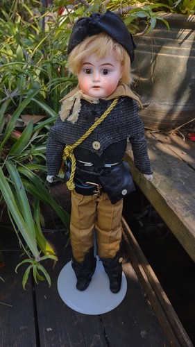 ANTIGUA Muñeca Cabeza Bisque 14 '' Herradura, Cuero Niño Enrique, Ojos Marrones - Imagen 9 de 13