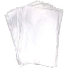 8x12 Clear Cellophane Treat Bags with 50 Gold Twist Ties for Candy Cookies