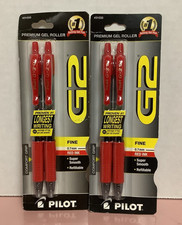 2 packs 4 pens Pilot G2 Retractable Rolling Ball Gel Pens Fine Point 0.7mm, Red