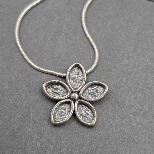 Silpada Sterling Silver Flower Pendant Snake Chain Choker Necklace Retired N1276