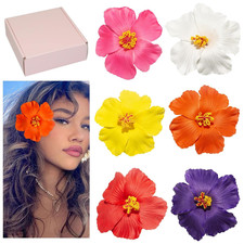 Hawaiian Flower Hair Clips for Women, 6Pcs Plumeria Claw Clips for Think Thin Ha