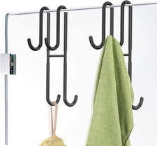 Shower Door Hooks, 2 Pack Double Towel Hooks for Bathroom Frameless Glass Shower