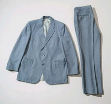 Vintage DAKS London New York 2-Piece Suit 42R 34x30 Tailored USA Gray Wool 1960s