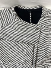 Ann Taylor Black White Textured Button Jacket Career Blazer Women's Size M